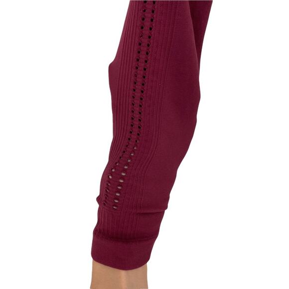 Nux Womens Burgundy Red Compression Leggings Perforated Sides Size Small S - Picture 5 of 11